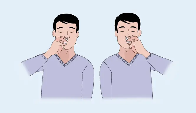Figura 2.  Modo de dispensar el espray nasal