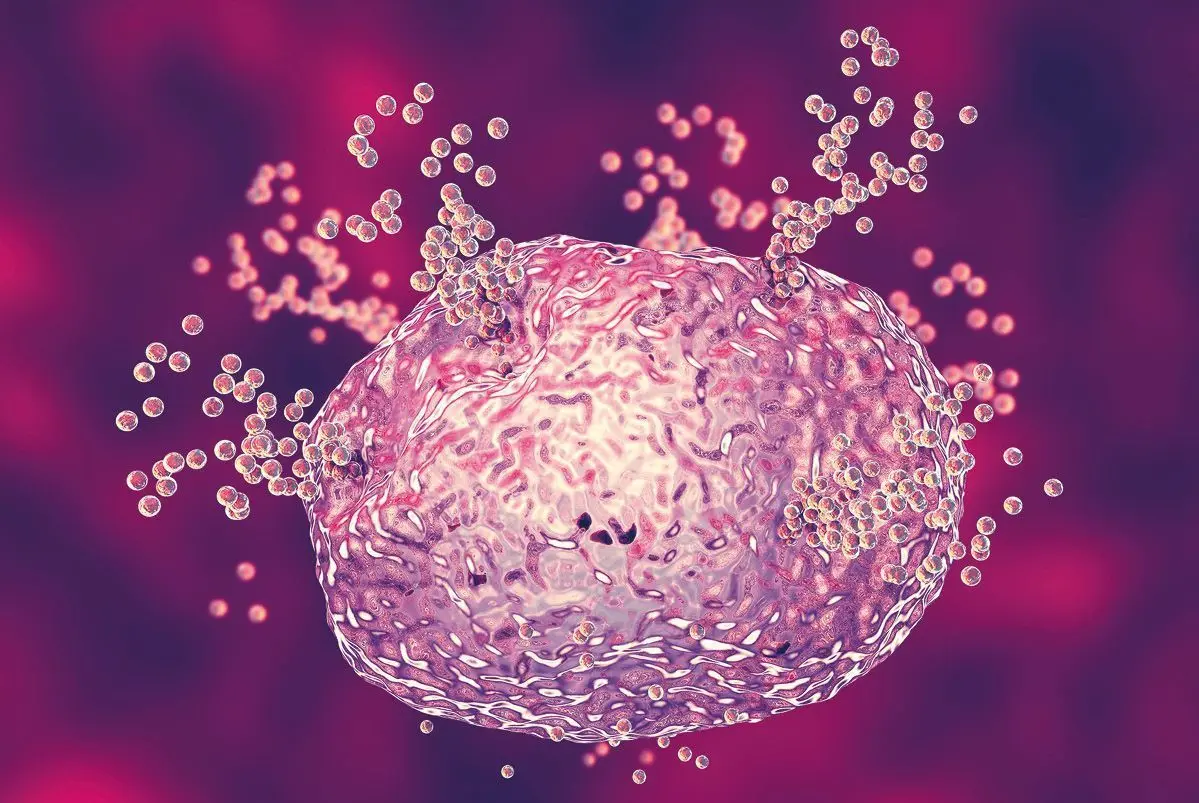 Figura 10. Ilustración que representa un mastocito liberando histamina durante la reacción alérgica