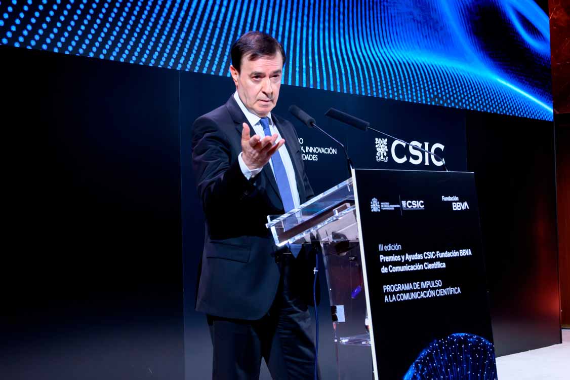 Rafael Pardo, director de la Fundación BBVA, en la ceremonia de los III Premios y Ayudas CSIC-Fundación BBVA de Comunicación Científica